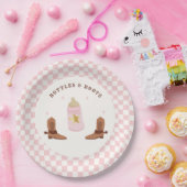 Retro Flaschen und Stiefel Cowgirl Babydusche Pappteller (Party)