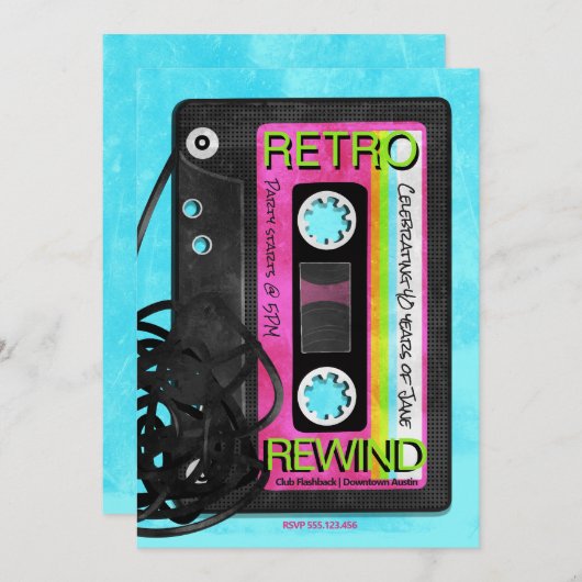 Retro Flashback Geburtstagspartei Einladung (Vorne/Hinten)