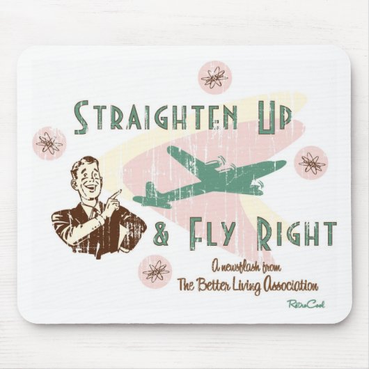 Retro 'Flieg richtig' Mousepad (Vorne)