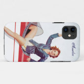 Retro Fliegen-Mädchen personalisiert Case-Mate iPhone Hülle (Rückseite (Horizontal))