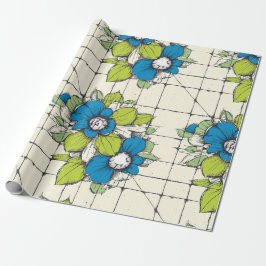 Retro-Fliesen-Blumen-Wrap-Papier Geschenkpapier