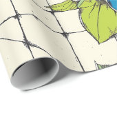 Retro-Fliesen-Blumen-Wrap-Papier Geschenkpapier (Rolleneckpunkt)