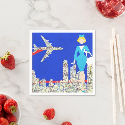 Retro Flight Attendant Paper Napkins Serviette (Beispiel)