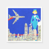 Retro Flight Attendant Paper Napkins Serviette (Vorderseite)
