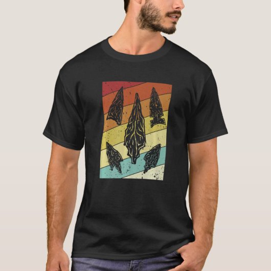 Retro Flint Artifact Rocks Hunter Arrowhead Collec T-Shirt (Vorderseite)