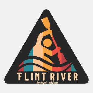 Retro Flint River Kayaking Dreieckiger Aufkleber