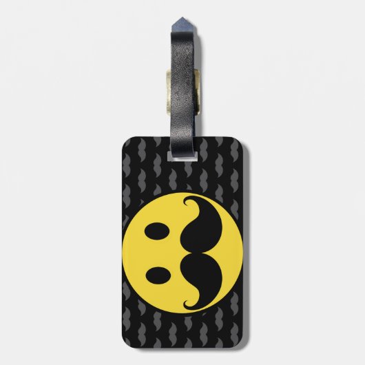 Retro flippiger Schnurrbart-Schnurrbart Gepäckanhänger (Rückseite vertikal)