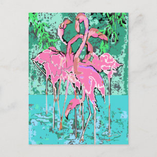 Retro Flock von Flamingo Birds Postcard Flamingos Postkarte