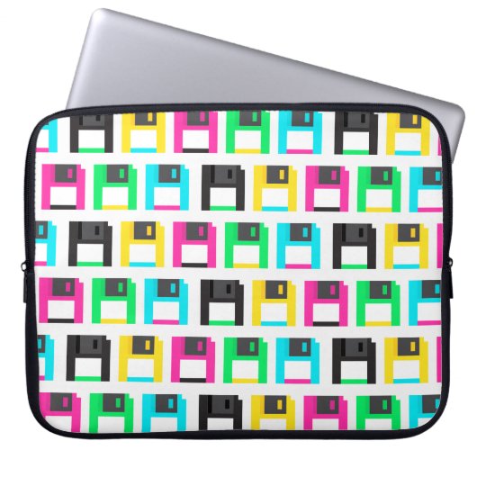 Retro Floppy Disk Pixel Muster farbig Laptopschutzhülle (Vorderseite)