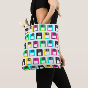 Retro Floppy Disk Pixel Muster farbig Tasche