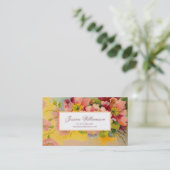 Retro Floral 1950s Primroses Design Visitenkarte (Stehend Vorderseite)