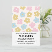 Retro Floral 74. Geburtstagseinladungen Einladung (Stehend Vorderseite)