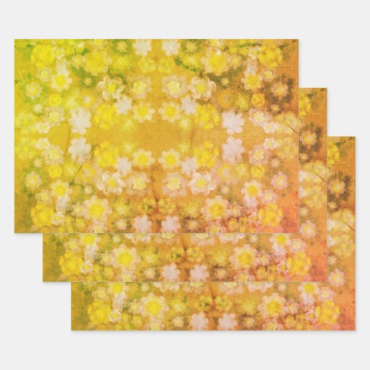 Retro Floral Abstrakt Salty Wasserfarben Muster Geschenkpapier Set (Set)