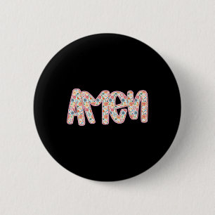 Retro Floral Amen Happy Christlich Osterbibel Ver Button