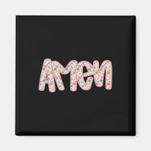 Retro Floral Amen Happy Christlich Osterbibel Ver Magnet