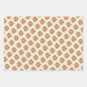 Retro Floral and Checkerboard Pink Orange Green Geschenkpapier Set (Vorderseite 2)