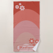 Retro Floral Arch Groovy Name Strandtuch (Vorderseite)