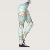 Retro Floral auf Funky Chic Cool Stripes Muster Leggings (Rechts)