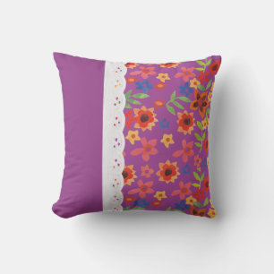 Retro Floral auf Magenta, Imitate Spitzen Kissen K