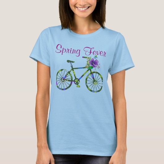 Retro Floral Bicycle Spring Fever T-Shirt (Vorderseite)
