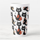 Retro Floral Black Cat (weiß) Milchtasse (Vorderseite)