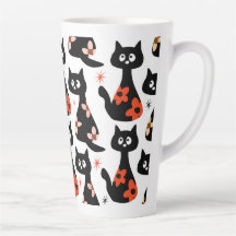 Retro Floral Black Cat (weiß)