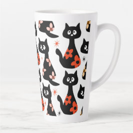 Retro Floral Black Cat (weiß) Milchtasse
