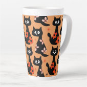 Retro Floral Black Cats (Orange) Milchtasse (Rechte Ecke)