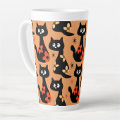 Retro Floral Black Cats (Orange) Milchtasse (Linke Ecke)