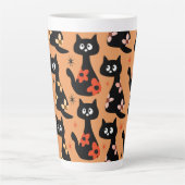 Retro Floral Black Cats (Orange) Milchtasse (Vorderseite)