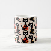 Retro Floral Black Cats (weich beige) Kaffeetasse (Mittel)