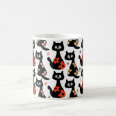 Retro Floral Black Cats (weiß) Kaffeetasse (Mittel)