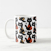 Retro Floral Black Cats (weiß) Kaffeetasse (Links)