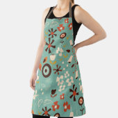 Retro Floral Blau Mitte Jahrhundert Schürze (InSitu)