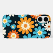 Retro Floral Blume Blau Orangefarben Case-Mate iPhone Hülle (Rückseite (Horizontal))