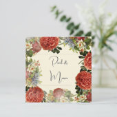 Retro Floral BOHO Einladung Hochzeit (Stehend Vorderseite)