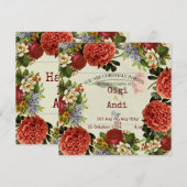 Retro Floral Boho Hochzeit Einladung (Vorne/Hinten)