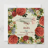 Retro Floral Boho Hochzeit Einladung (Vorderseite)
