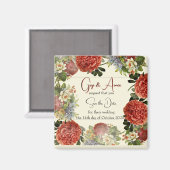 Retro Floral BOHO Wedding Save the Date Magnete Magnet (Vorderseite/Rückseite)