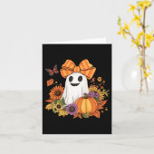 Retro Floral Boo Ghost Pumpkin Bow Halloween Fraue Karte (Gelbe Blume)