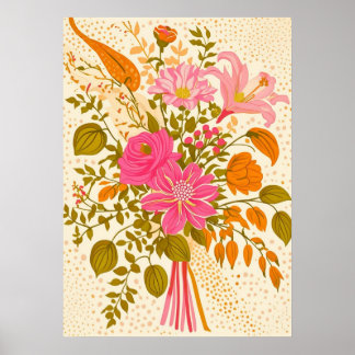 Retro Floral Bouquet Kunstdruckerei Poster