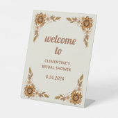 Retro Floral | Brautparty Willkommen Sockelschild (Vorderseite)