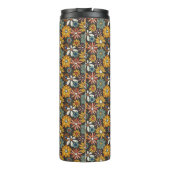 Retro Floral Brown Gold Aquamarin Personalisiert Thermosbecher (Rückseite)