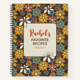 Retro Floral Brown Gold Aquamarines Personalisiert Notizblock