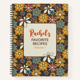 Retro Floral Brown Gold Aquamarines Personalisiert Notizblock