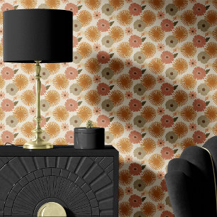 Retro Floral Burst auf Creme Tapete