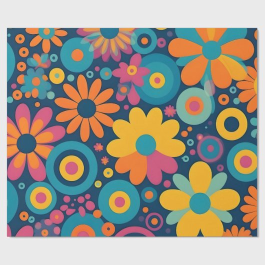 Retro Floral Burst Geschenkpapier (Flach)