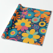 Retro Floral Burst Geschenkpapier (Ungerollt)