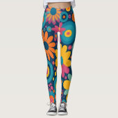 Retro Floral Burst Leggings (Vorderseite)