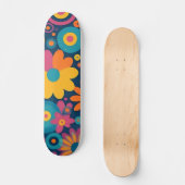 Retro Floral Burst Skateboard (Vorderseite)
